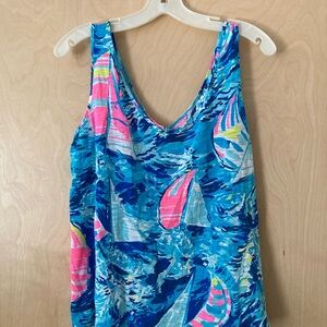 Lilly Pulitzer Tagless Colorful Sailboat Print Tank Top Women’s Size Large